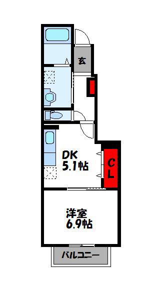 ETERNAL MUME(1DK/1階)の間取り写真