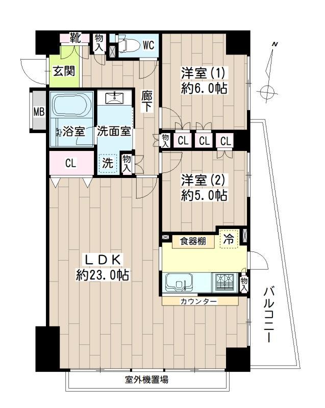 ネオマイム鶴見デュークレア壱番館(2LDK/3階)の間取り写真
