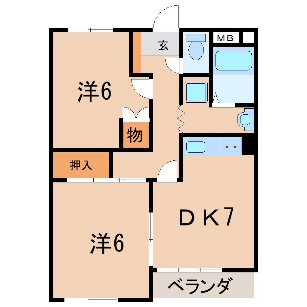 キャッスル杉田(2DK/3階)の間取り写真