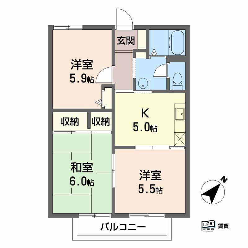 メゾン瀬戸見(3K/2階)の間取り写真