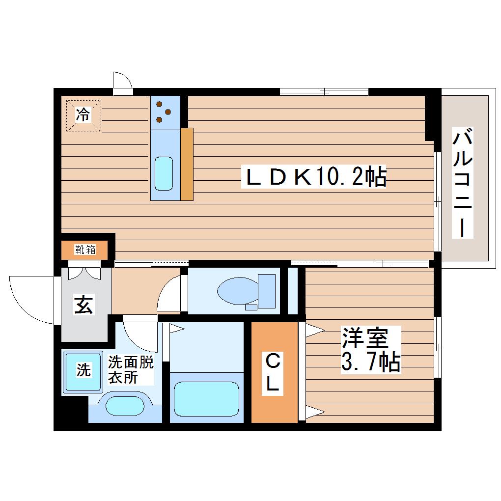 エクセラン B(1LDK/2階)の間取り写真