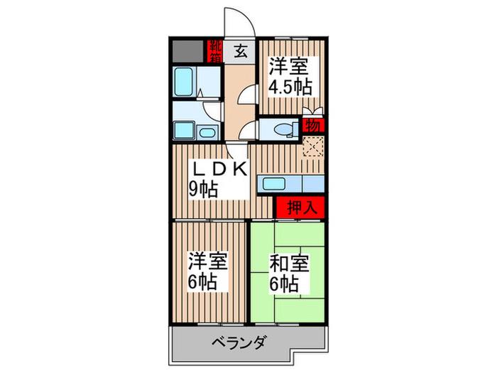 サンハイツ石田(3LDK/2階)の間取り写真