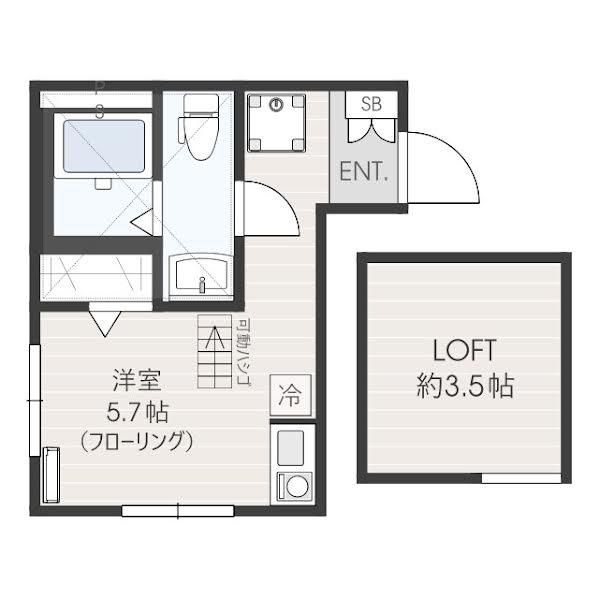 横浜山手アパートメント(ワンルーム/2階)の間取り写真