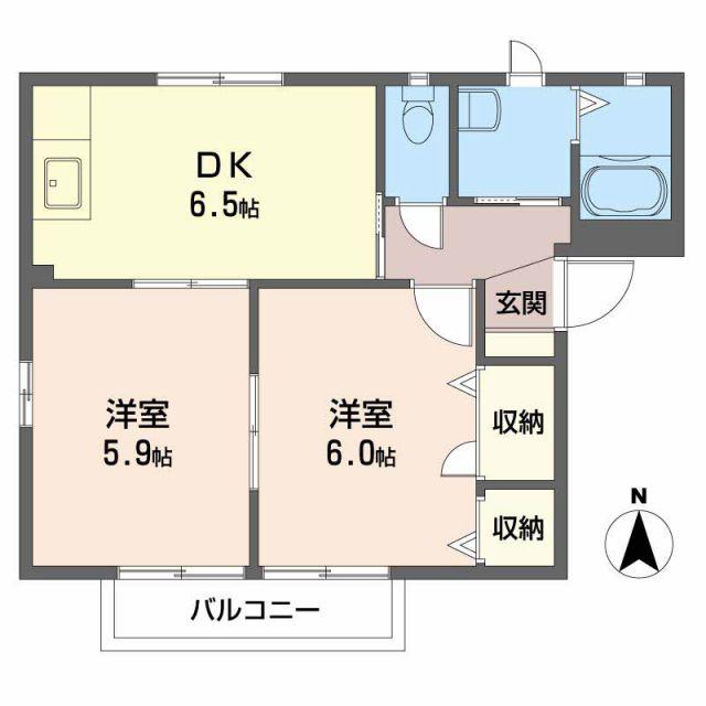 シャーメゾンF C棟(2DK/1階)の間取り写真