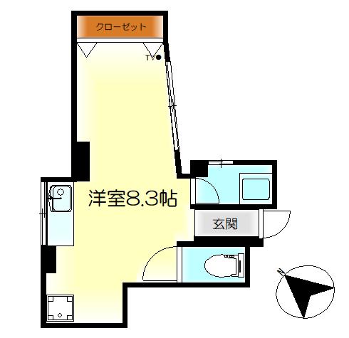 エスポワール本通(ワンルーム/2階)の間取り写真