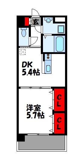 コンフォール(1DK/3階)の間取り写真