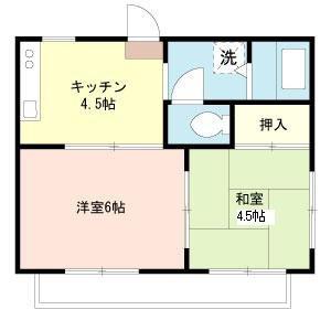 ブライトネス(2K/2階)の間取り写真