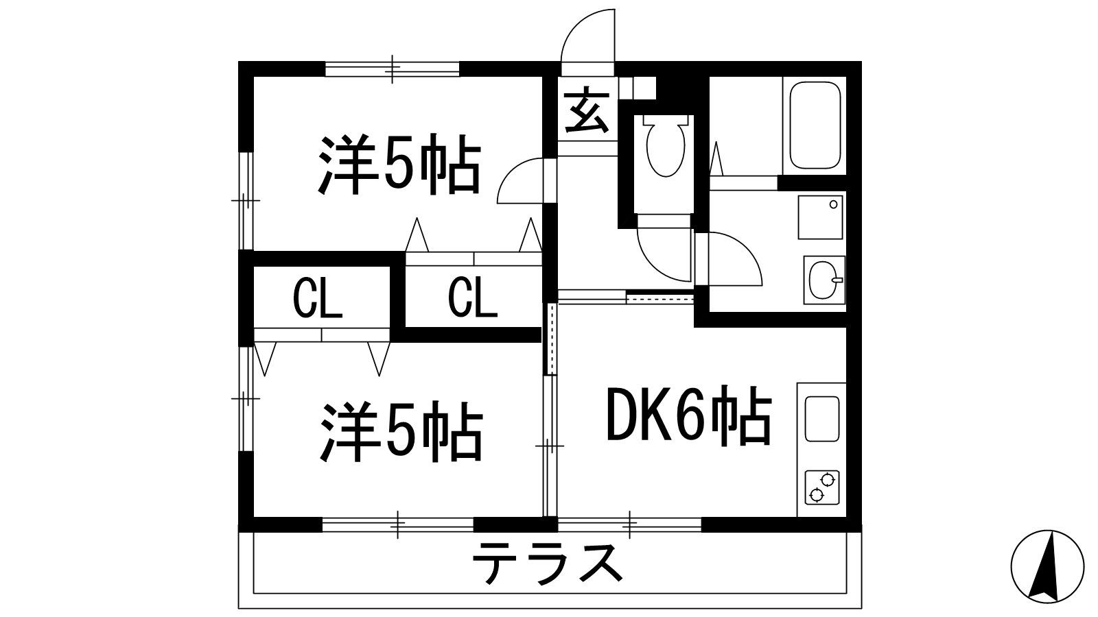 シャトレー石澄Ⅱ(2DK/2階)の間取り写真