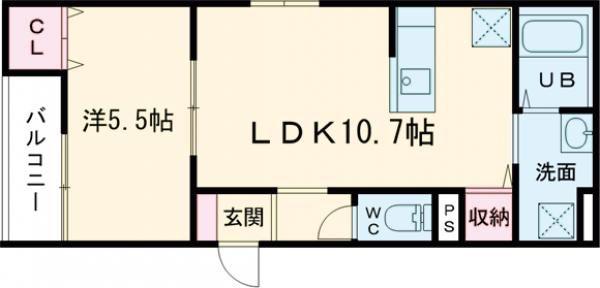 TEKO宮之阪(1LDK/2階)の間取り写真