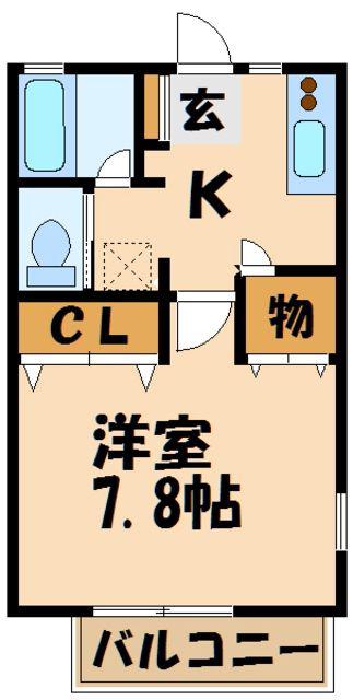 カリーナ成城(1K/2階)の間取り写真
