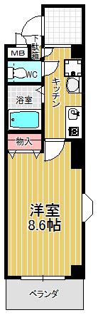 インフィニティ(1K/3階)の間取り写真