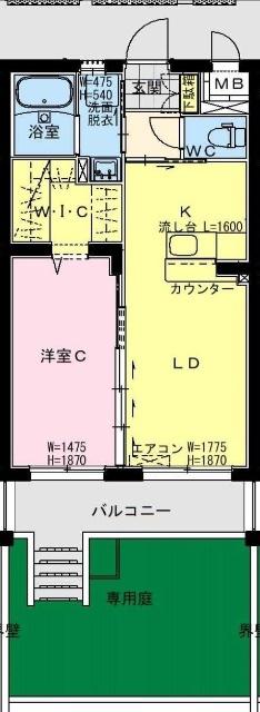 ベルビルJ(1LDK/1階)の間取り写真