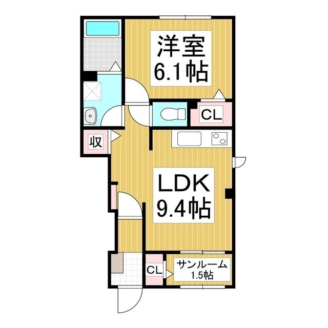 フェレーザ長峰(1LDK/1階)の間取り写真