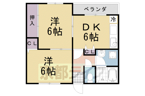 リッシェ嵐山(2DK/2階)の間取り写真