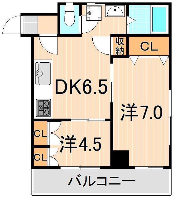 コーポ高橋(2DK/2階)の間取り写真