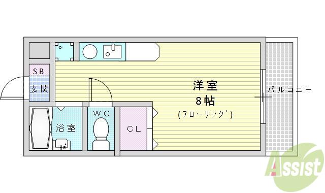 GRAN PINO 春日(ワンルーム/5階)の間取り写真