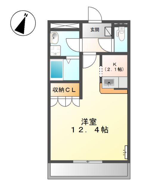 TRESOR(1K/2階)の間取り写真