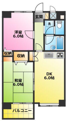 カピトール川崎Ⅰ(2DK/4階)の間取り写真