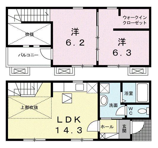 JR山陽本線 岡山駅 バス乗車時間:35分 最寄りバス停で下車 徒歩8分 2階建 築10年(2LDK/1階)の間取り写真