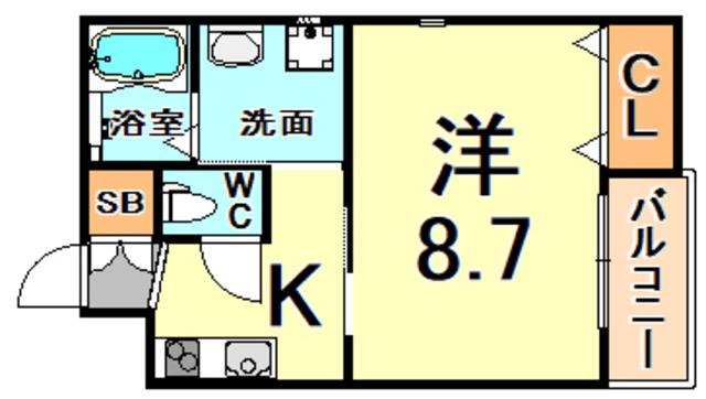 CROUD東桜木町(1K/3階)の間取り写真