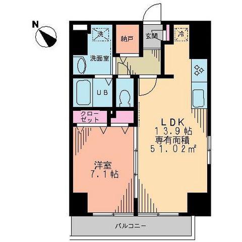クレシア(1LDK/5階)の間取り写真