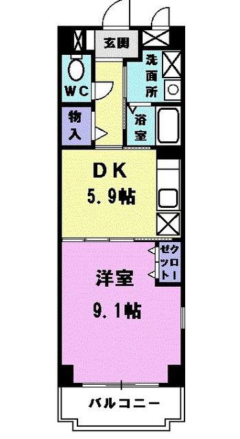 フィオーレ(1DK/3階)の間取り写真