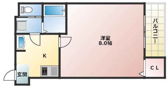 プライムコート東三国(1K/4階)の間取り写真