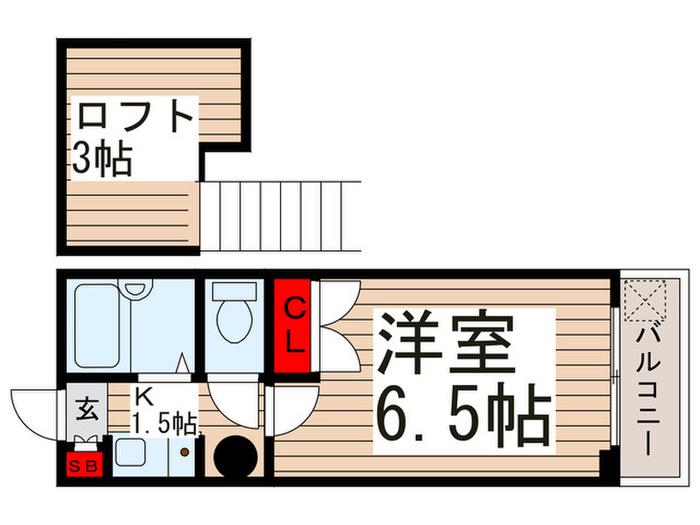 カーサ杉山(1K/3階)の間取り写真