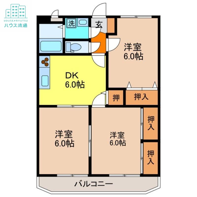 柿田マンション(3DK/3階)の間取り写真