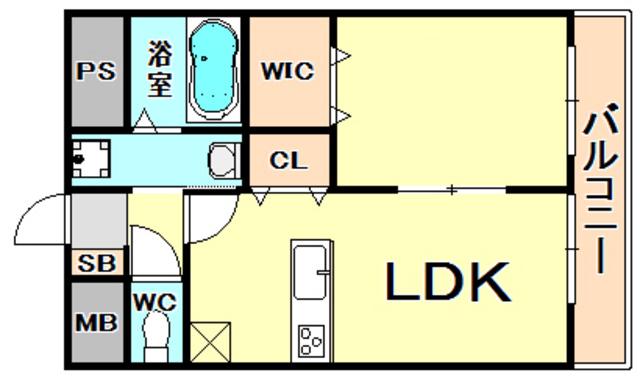 アンプルールフェール ボルドゥルーII(1LDK/2階)の間取り写真