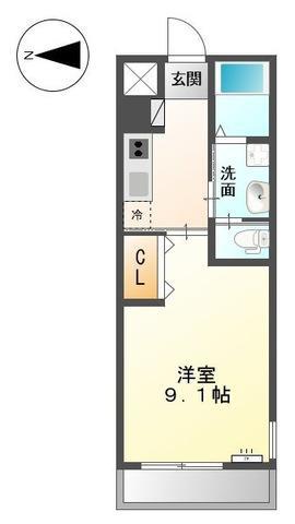 エスポワールII(1K/2階)の間取り写真
