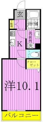 スターテラス(1K/1階)の間取り写真