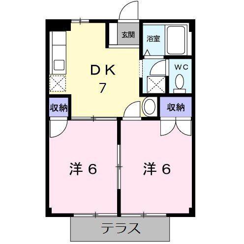 ファミール天野(2DK/1階)の間取り写真