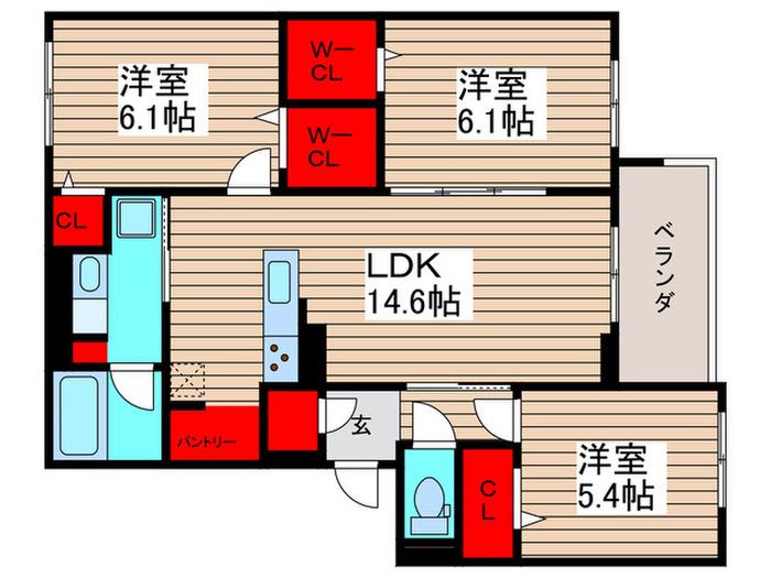 グランドール妙典(3LDK/2階)の間取り写真
