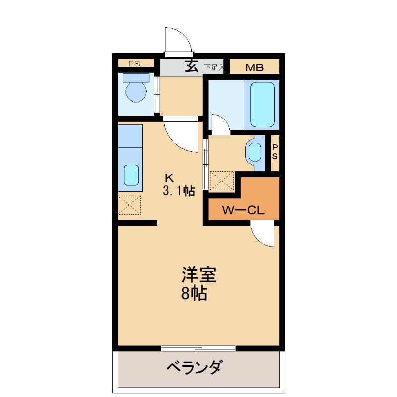 プランドール長後(ワンルーム/5階)の間取り写真