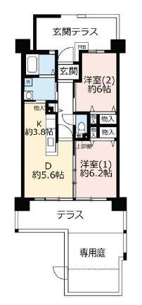 UR 浜甲子園なぎさ街23(2DK/4階)の間取り写真