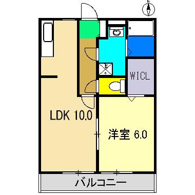 エストデュオ B棟(1LDK/3階)の間取り写真