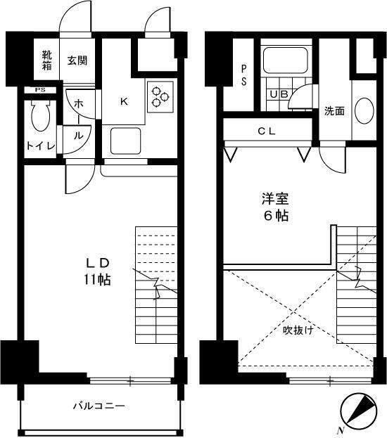 ベイサイドハウス(1LDK/4階)の間取り写真