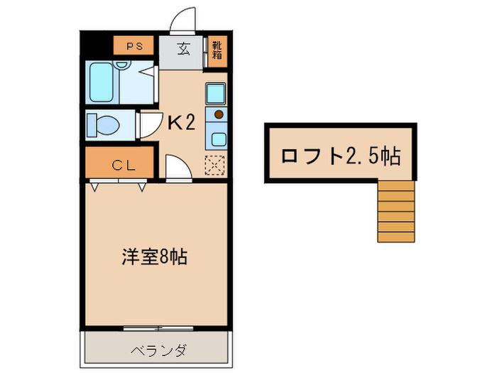 サンパークビル(1K/4階)の間取り写真