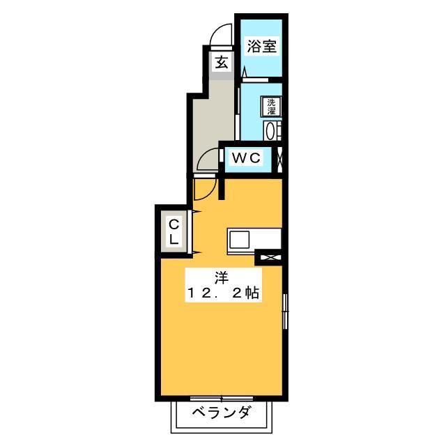 ラ・カーサ B(ワンルーム/1階)の間取り写真