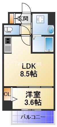 クローバー・グランデ玉造(1LDK/3階)の間取り写真