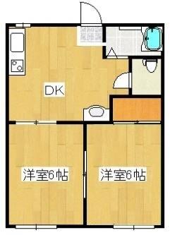 ドミールひろき(2DK/1階)の間取り写真