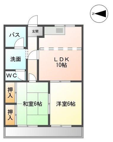Jハピネス(2LDK/2階)の間取り写真