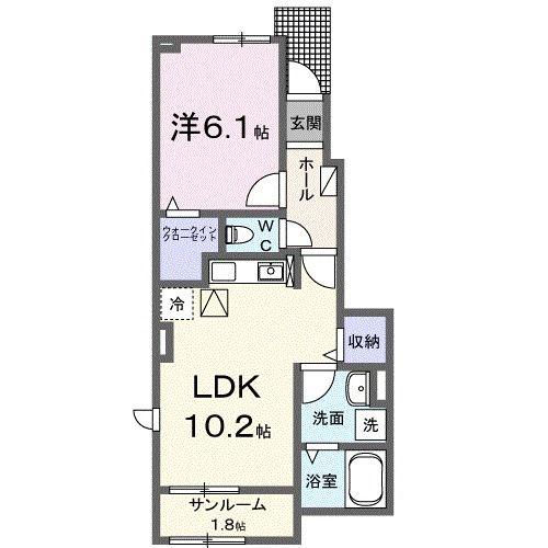 グランヴァレーB(1LDK/1階)の間取り写真