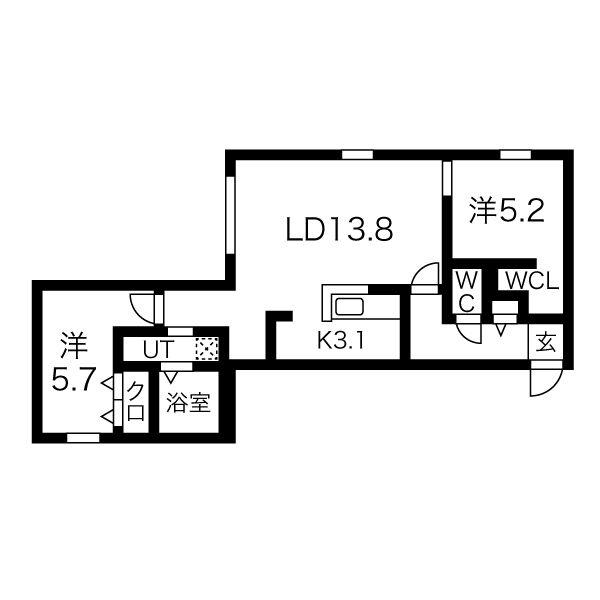 GLASS MARE HACHIKEN(2LDK/3階)の間取り写真