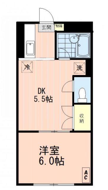 薔薇ハウス(1DK/1階)の間取り写真