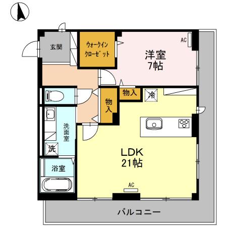 サンヴィレッジ中河原(1LDK/3階)の間取り写真