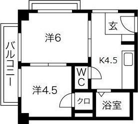 エルパラッツォ記田(2K/4階)の間取り写真