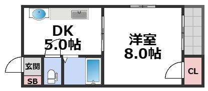 ハイツコスモ21(1DK/2階)の間取り写真
