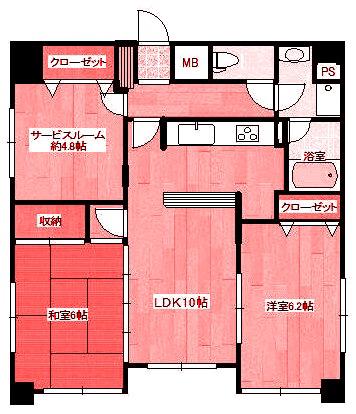 アール・ケープラザ横浜(2SLDK/4階)の間取り写真